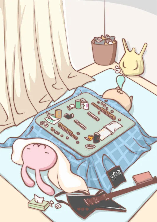 朝の雰囲気のねこぜうさぎイラスト